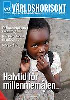 Omslag Världshorisont nr 3/07 med bild på ett barn och rubriken "Halvtid för milleniemålen"