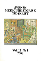 Omslag Svensk Medicinhistorisk tidskriftnr 1 2008