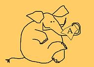 elefant som läser brev med ett A på (med snabeln!)