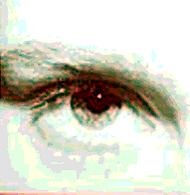 öga i svartvitt och lite gulgrönt