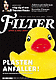 Omslag första numret av Filter i svart med gul plastanka