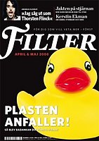 Omslag första numret av Filter i svart med gul plastanka