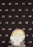 Flicka med svart bakgrund med siffror på