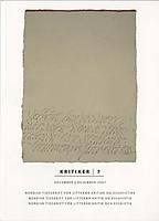 Omslag Kritiker nr 7, grått papper med handskriven text