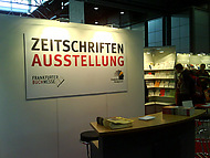 Skylt från Leipzigmässan med Zeitschriften Ausstellung