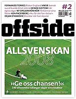 Omslag Offside nr 2/08, text Allsvenskan, plan med spelare