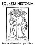 Omslag: Syndafallet. Träsnitt i Speculum Humanae Salvationis, Basel 1476.