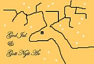 ren med spretiga horn och lite snö och text: God Jul & Gott Nytt År