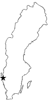 Karta över Sverige med stjärna vid Uddevalla