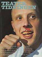Omslag Teatertidningen nr 1/08: glad man som höjer näven och blöder näsblod