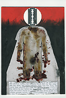 blodig lemlästad kropp med rakblad till huvud